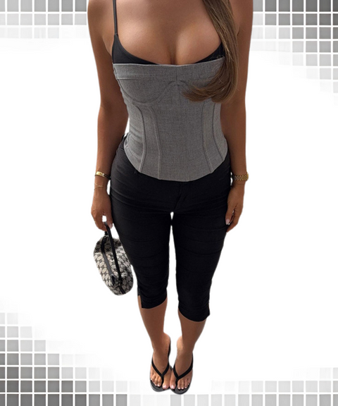 Contrast Color Fake Two-piece Camisole