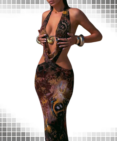 Retro Print Dress