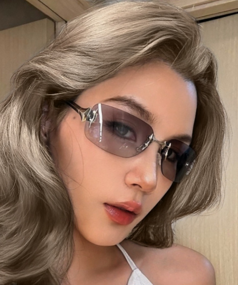 Frameless Studded UV-Protection Fashion Sunglasses