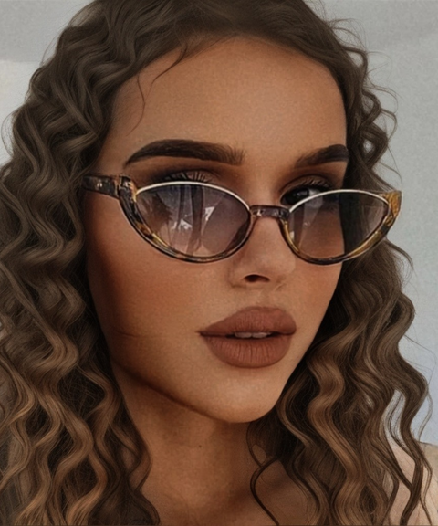 Semi-Rimless Cat-Eye Sunglasses