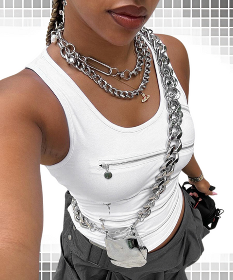 Irregular Zipper Vest