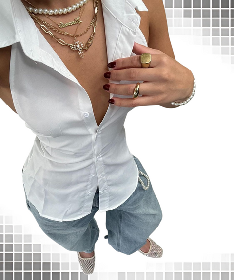 Polo Neck Vest With Waist