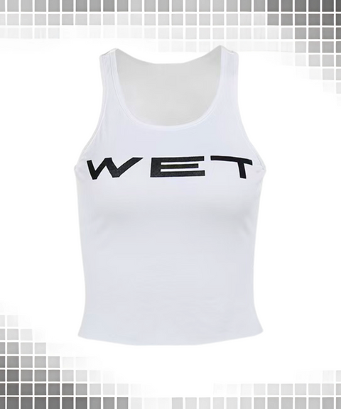 Letter Print Tank Top Wet