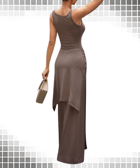 Square Neck High-Waisted Dress