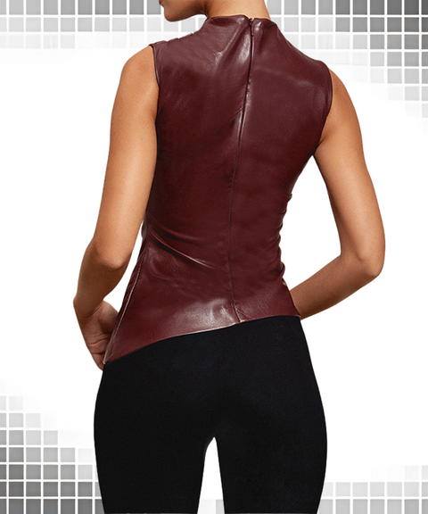 Leather Waist Sleeveless Top