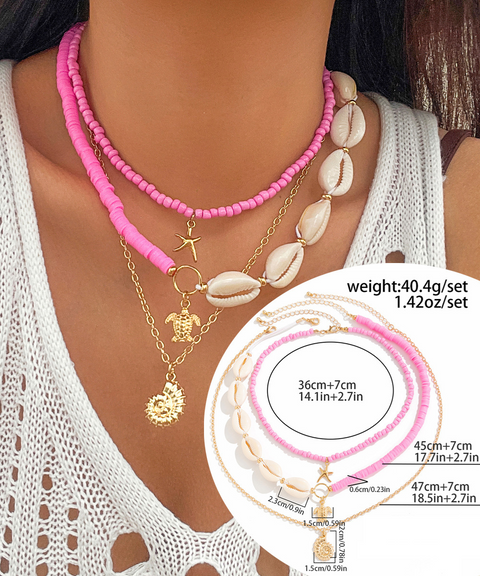 Beach-Style Shell Multi-Layered Necklace
