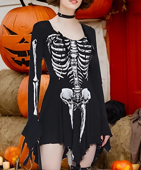 Halloween skull print dress