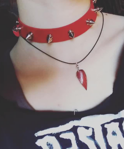 Halloween punk spiked leather collar