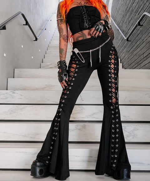 Halloween eyelet flared pants