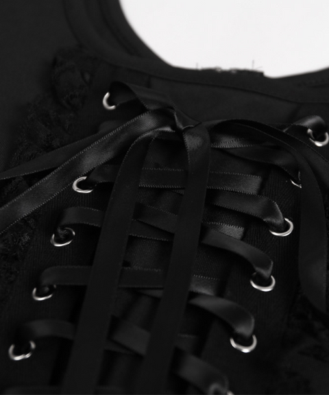Halloween lace-trimmed tank top