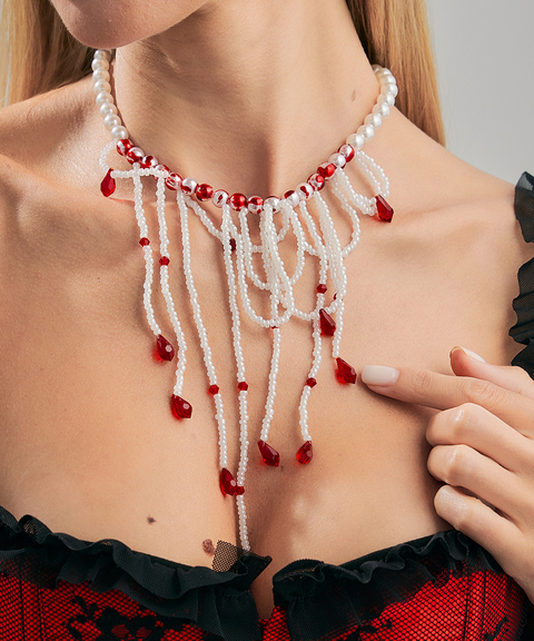 Halloween bloody tassel necklace