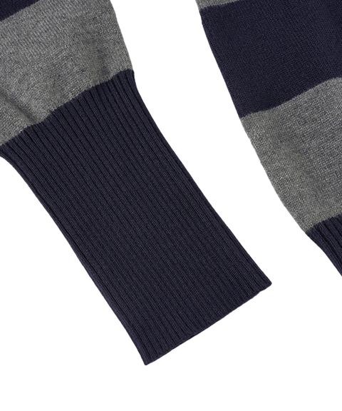 Contrast striped V-neck long-sleeved sweater