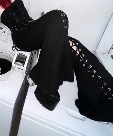 Halloween eyelet flared pants