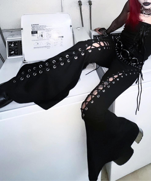 Halloween eyelet flared pants