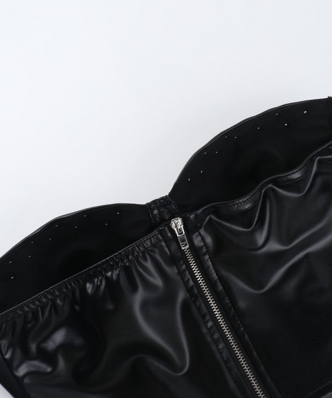 Halloween gothic dark style rivet chain leather tube top for women