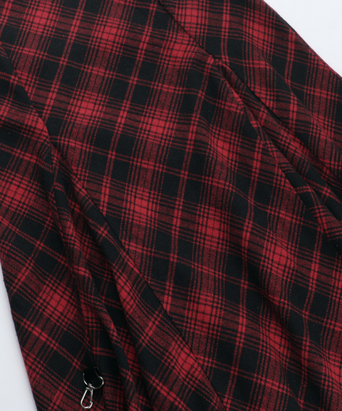 Halloween red plaid irregular adjustable multi-wear skirt