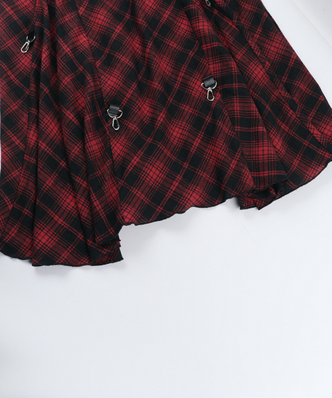 Halloween red plaid irregular adjustable multi-wear skirt