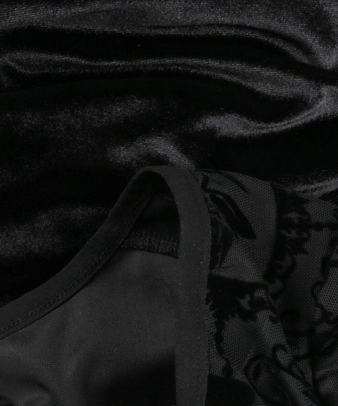 Halloween retro dark flocked long-sleeved dress