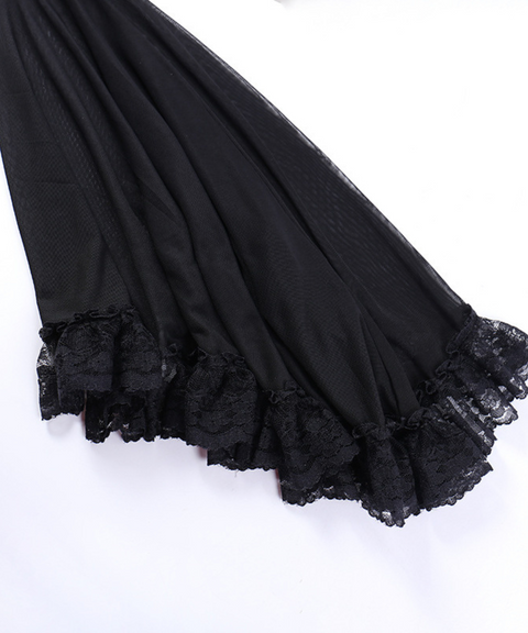 Halloween mesh paneled flared sleeve top