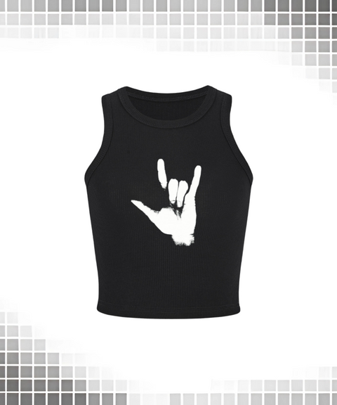 Printed Crew Tank Topd Rock Gesture