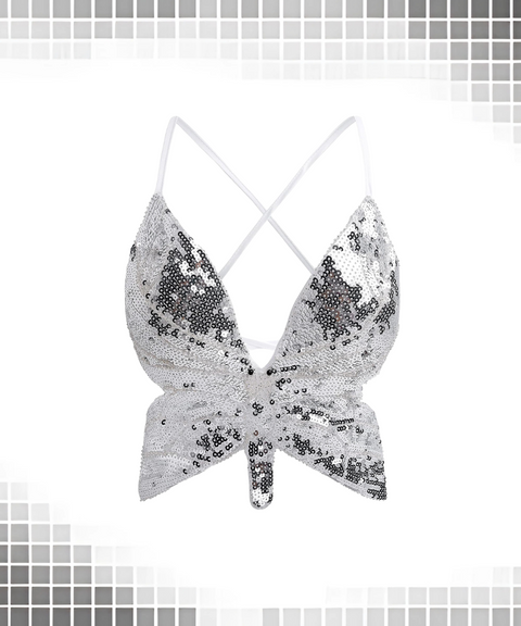 Sequined Butterfly Vest Top
