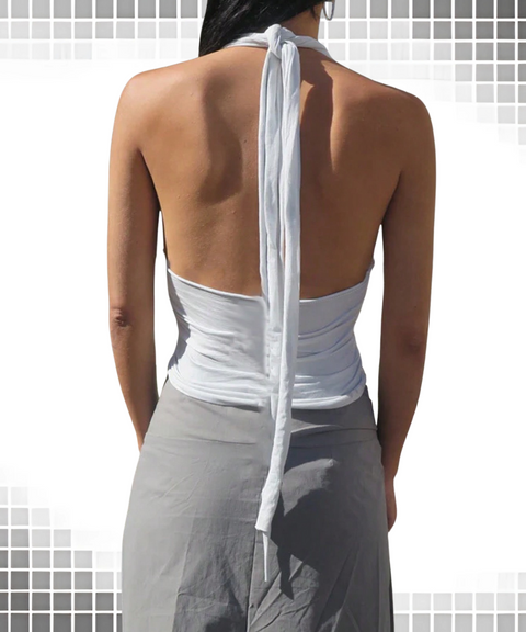 Twist-Back Halter Neck Top