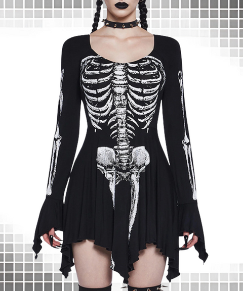 Halloween skull print dress