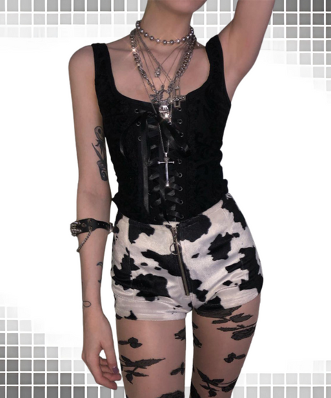 Halloween lace-trimmed tank top