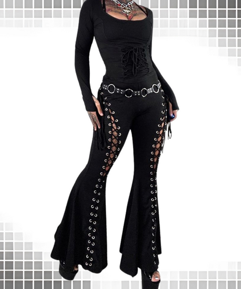 Halloween eyelet flared pants