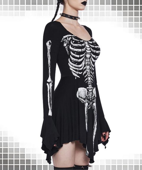 Halloween skull print dress