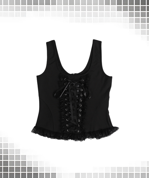 Halloween lace-trimmed tank top