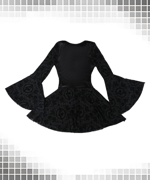 Halloween retro dark flocked long-sleeved dress