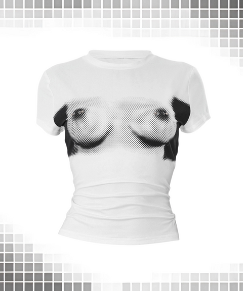 Printed Round-Neck Crop Top