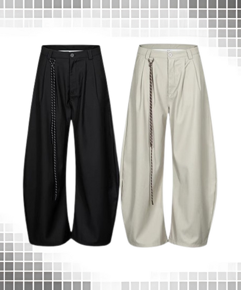 Double pleated cleanfit wide-leg scimitar pants