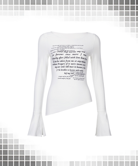 Letter-print Flared Sleeve T-shirt