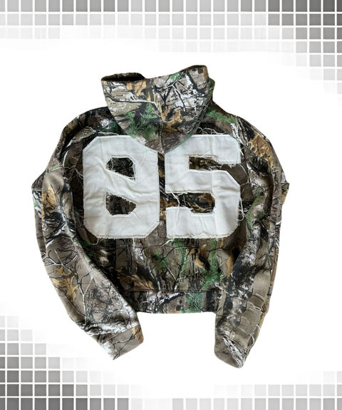 Vintage Distressed Camouflage Embroidered Hoodie