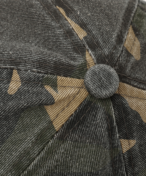 Cotton Washed Denim Camo Curved Brim Baseball Cap