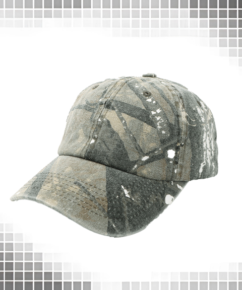 Cotton Washed Denim Camo Curved Brim Baseball Cap