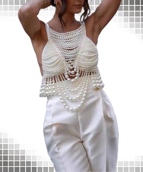 Beaded Pearl Embellished Top