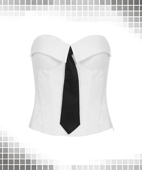 Tie Detail Preppy Strapless Top