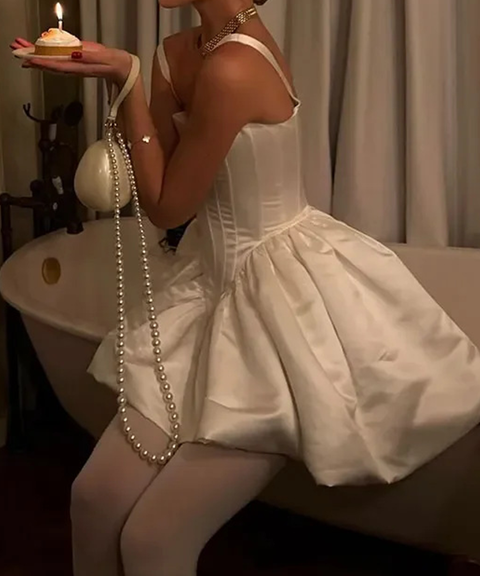 Elegant White Satin Cami Mini Dress