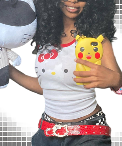 Sexy Wide-Strap Tank Top with Anime Cartoon Graphic