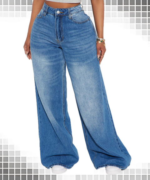 Vintage Wide-Leg Denim Jeans