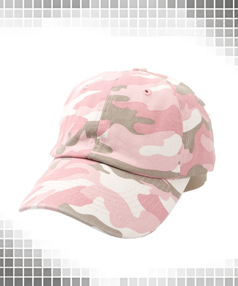 Cotton Washed Denim Camo Curved Brim Baseball Cap