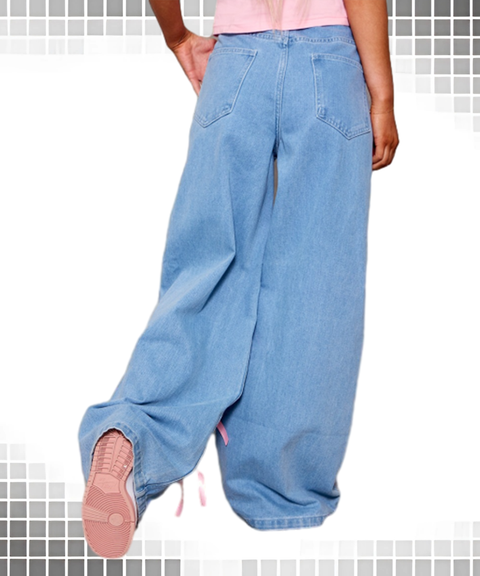 Bow Detail High-Waist Wide-Leg Street Style Distressed Loose Fit Women’s Jeans