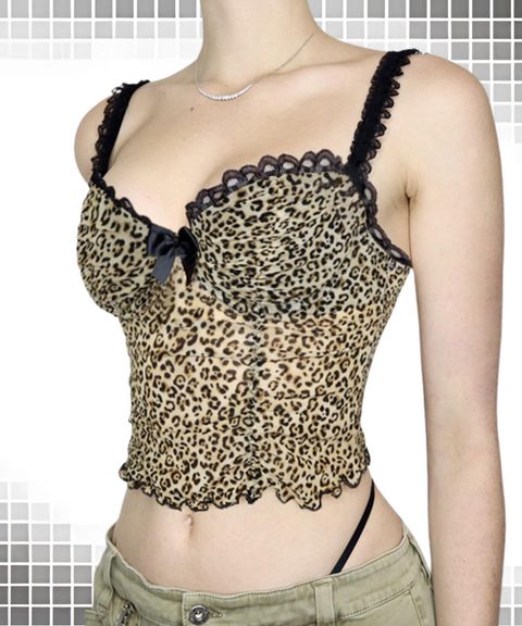 leopard print lace vest