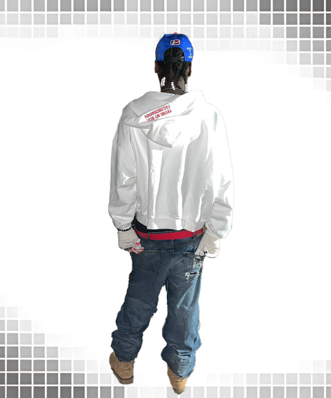 Trendy High-Street Flag Print Loose-Fit Hooded Zip-Up Hoodie