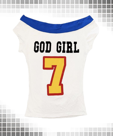 Vintage Jersey Letter Off-Shoulder Crop Top