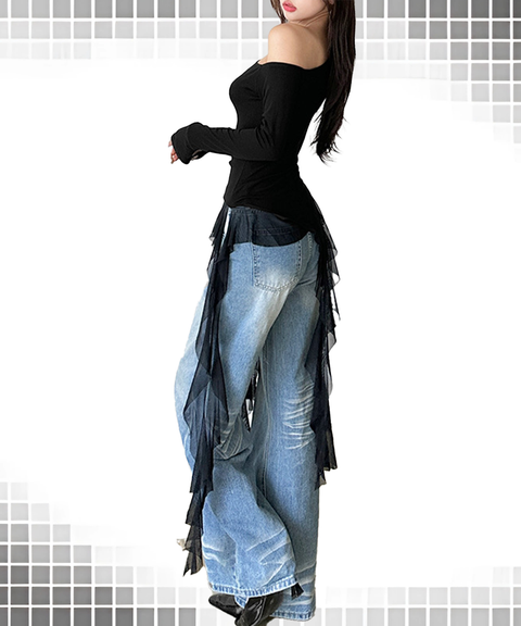 Solid Slim-Fit Street Style Asymmetric Off-Shoulder Long Sleeve Top