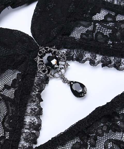 Dark Slim-Fit Sleeveless Princess Sleeve Lace Top